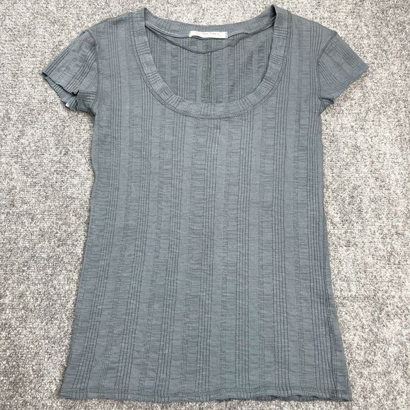 Free People We The Free Ribbed Flutter Sleeve Fitted Top Size Large Raw Hem - Picture 1 of 6